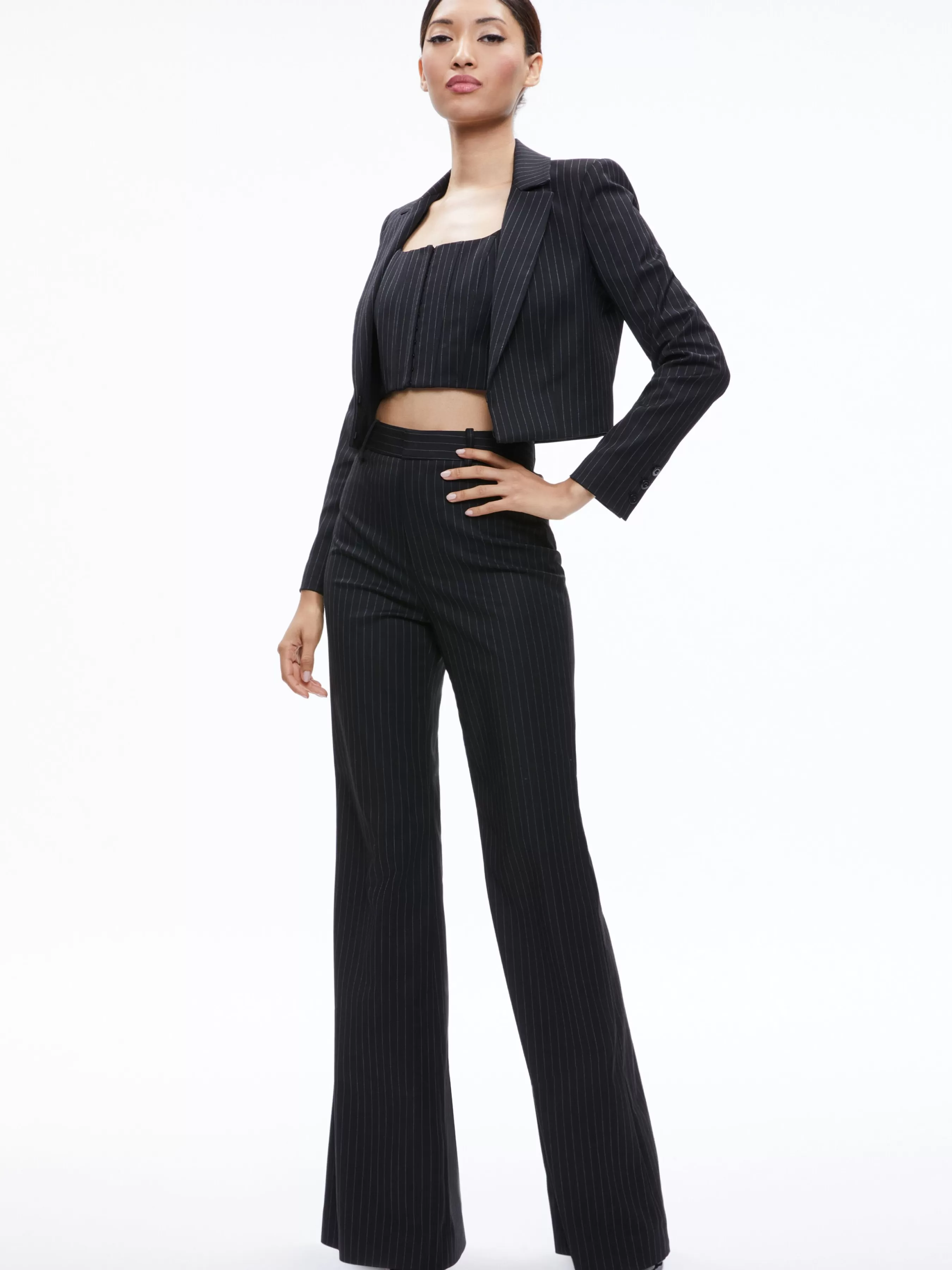 Alice and Olivia BRESLIN CORSET TOP + SIOBHAN FRONT WRAP MIDI SKIRT