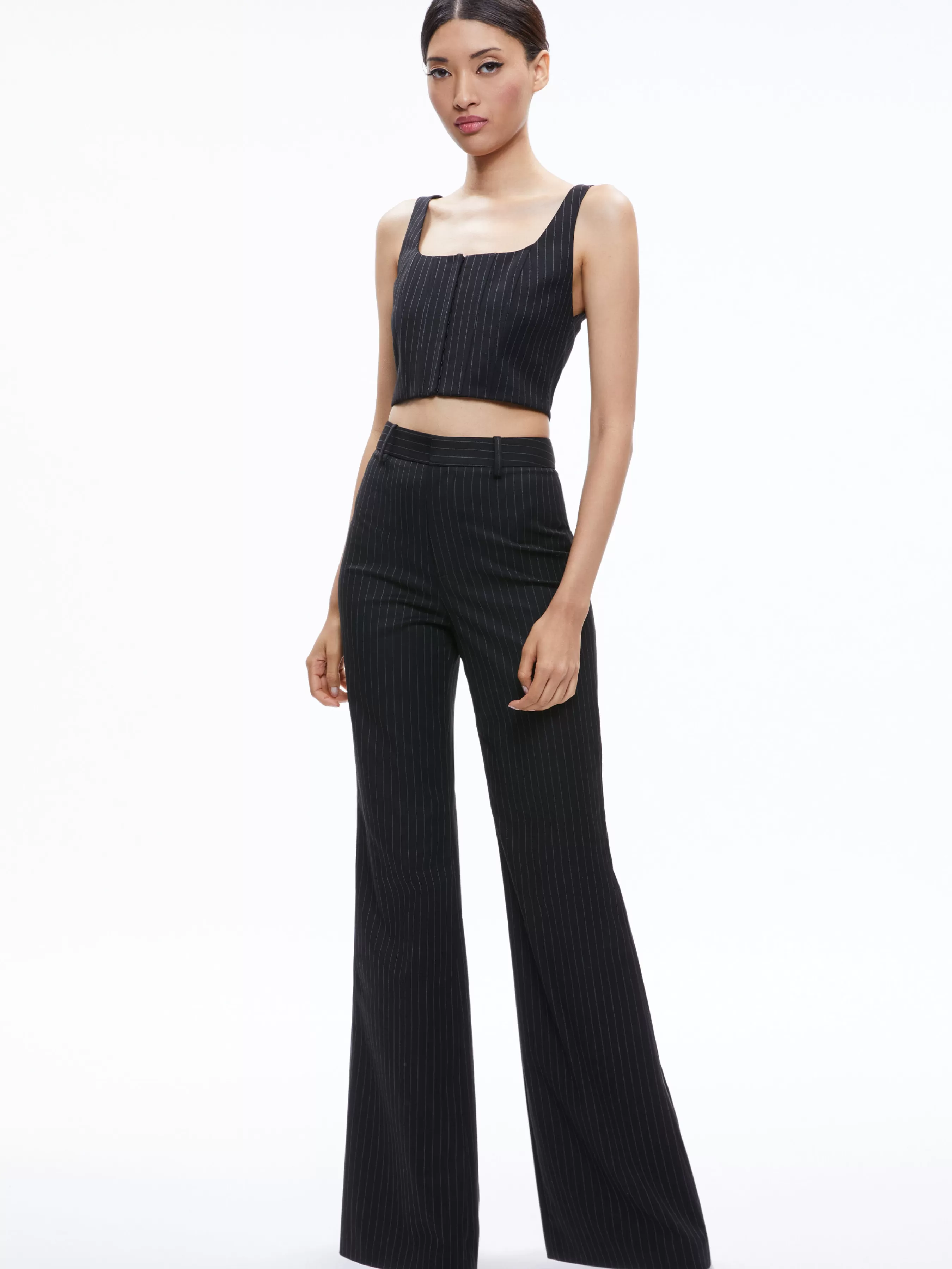 Alice and Olivia BRESLIN CORSET TOP + SIOBHAN FRONT WRAP MIDI SKIRT