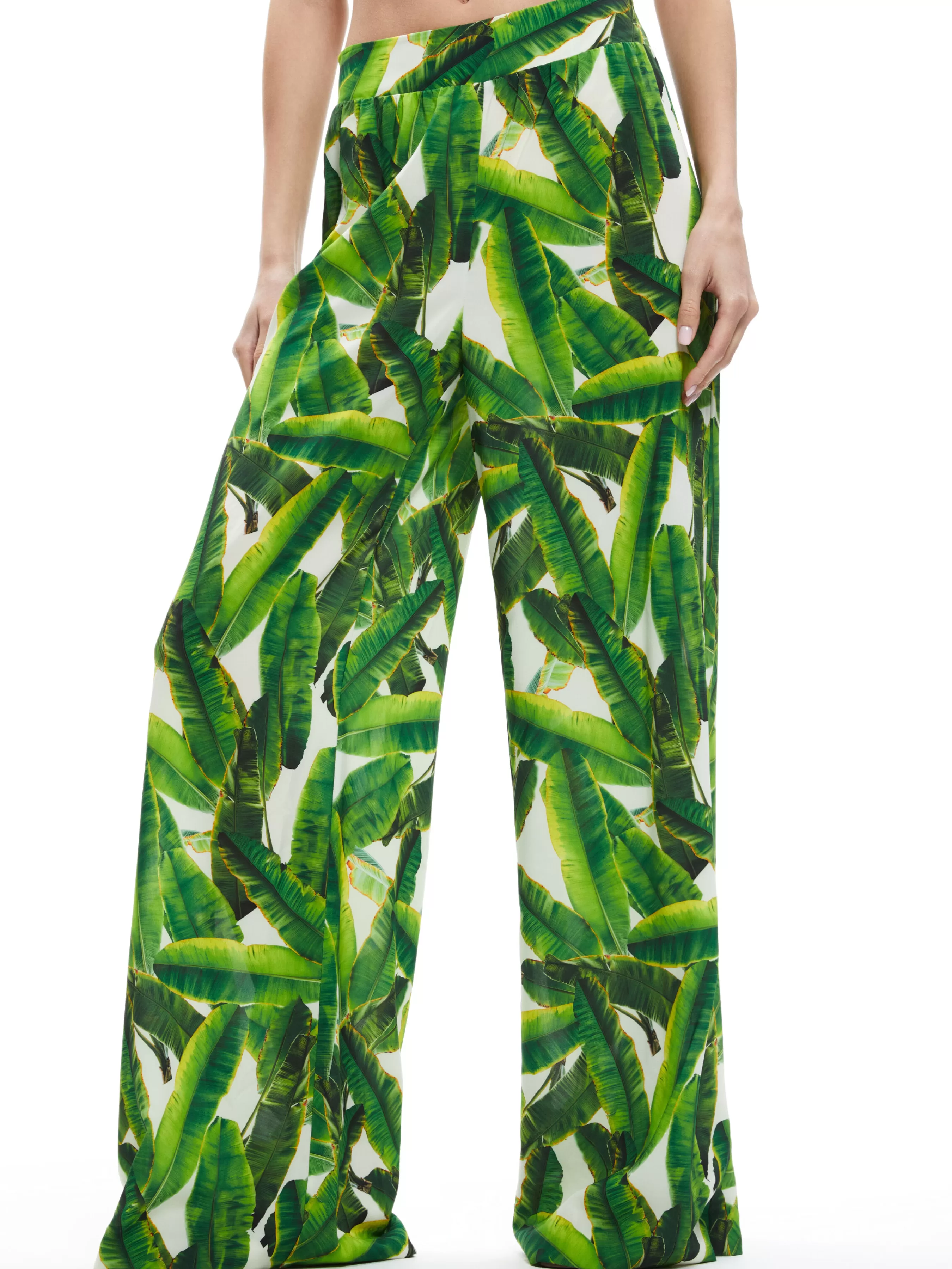 Alice and Olivia CARLI TIE BACK BRA TOP + RUSSELL HIGH WAISTED SMOCKED WAISTBAND PANT
