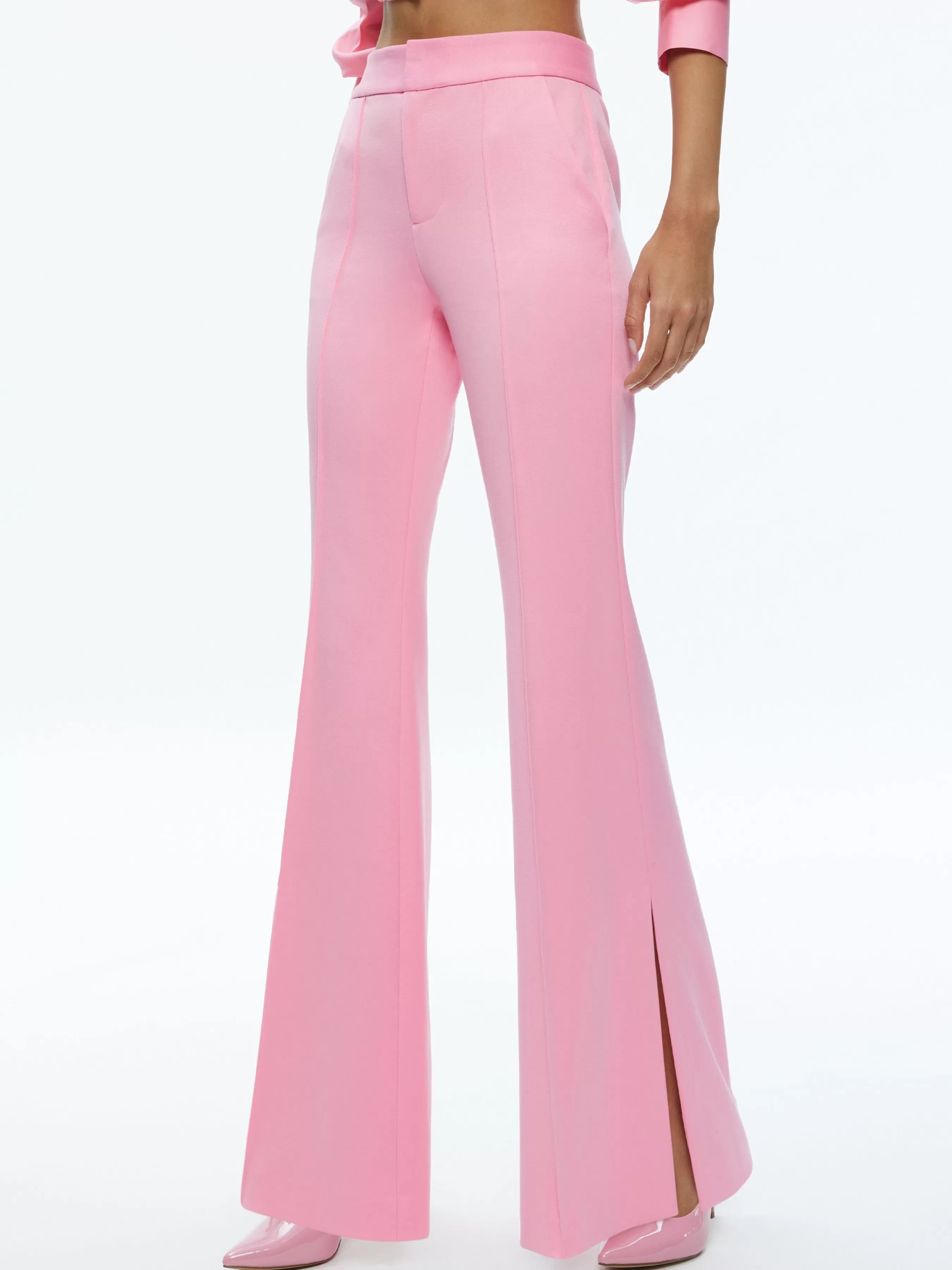 Alice and Olivia DANETTE HIGH RISE FLARE SLIT TROUSER