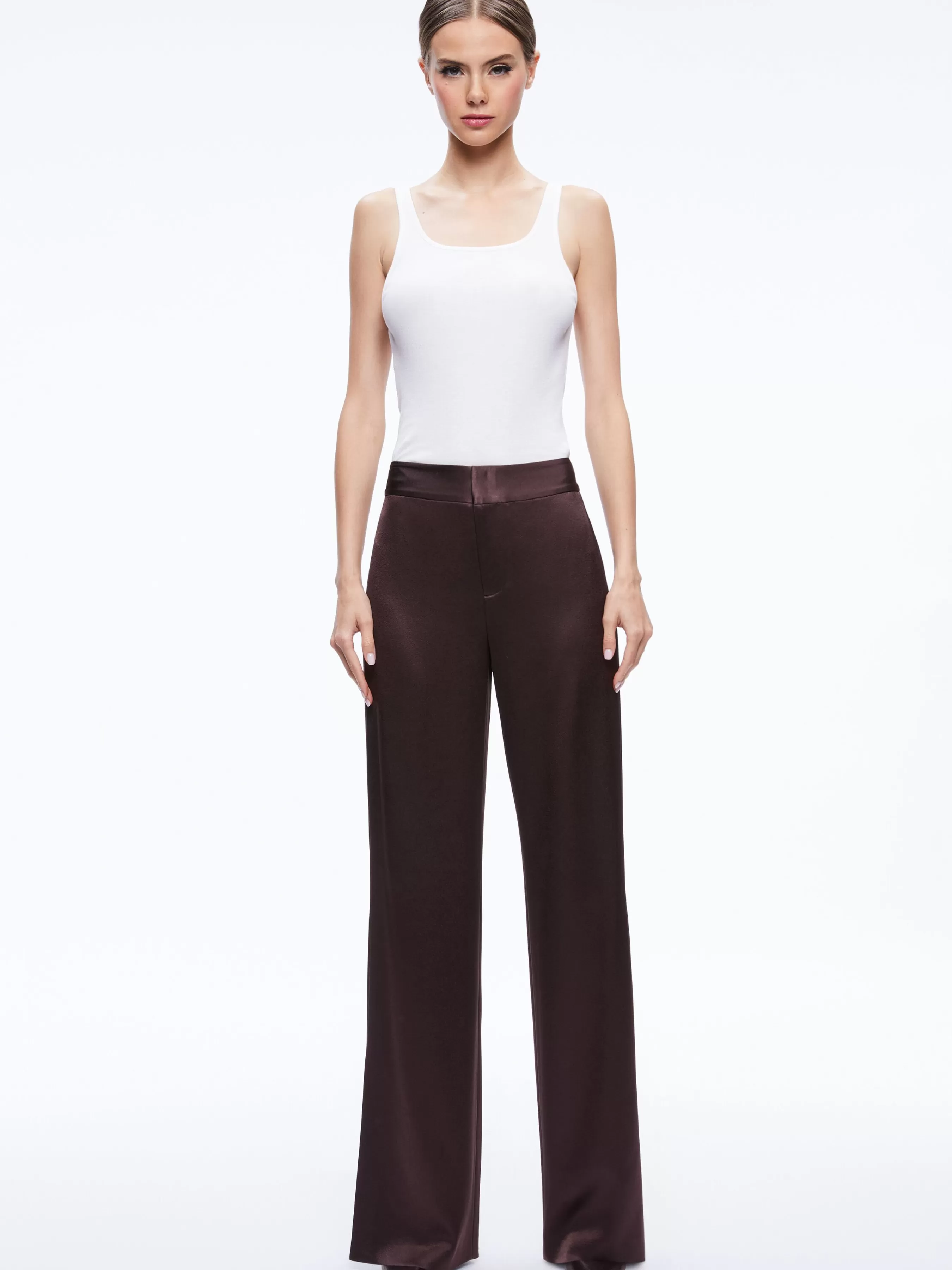 Alice and Olivia FINELY OVERSIZED BUTTON DOWN SHIRT + JC WIDE LEG SIDE SLIT PANT