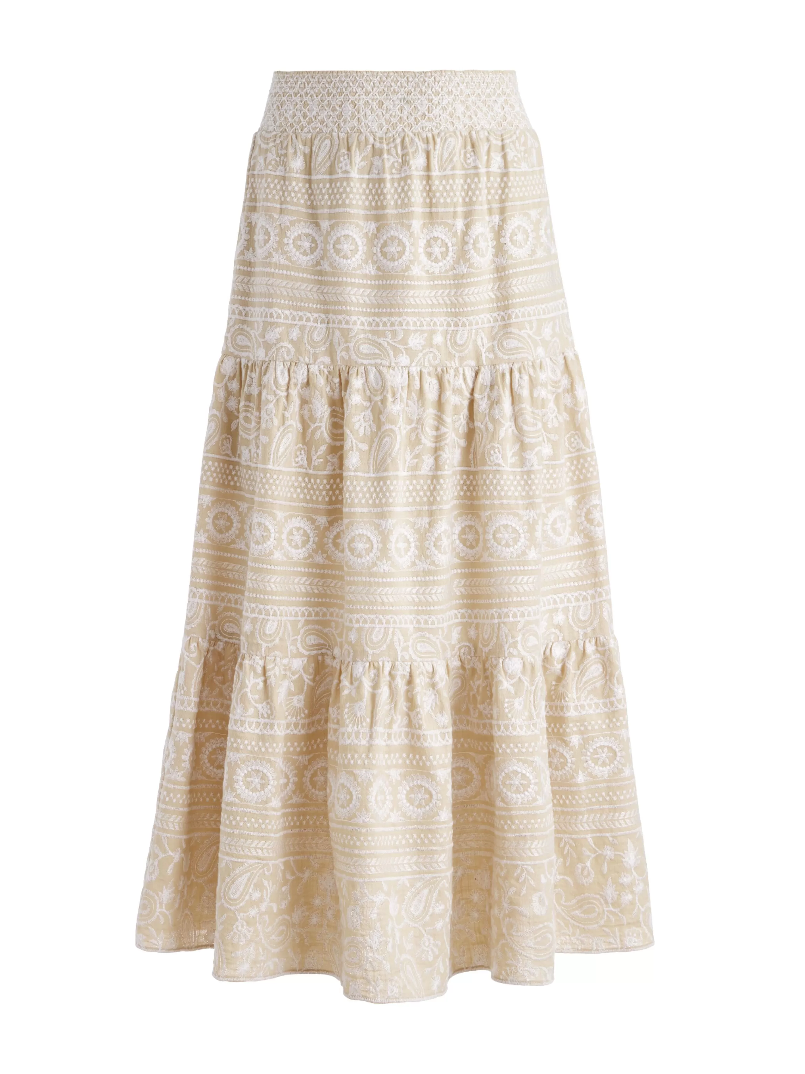 Alice and Olivia JAYMEE TIE NECK CROPPED HALTER TOP + REISE TIERED MIDI SKIRT