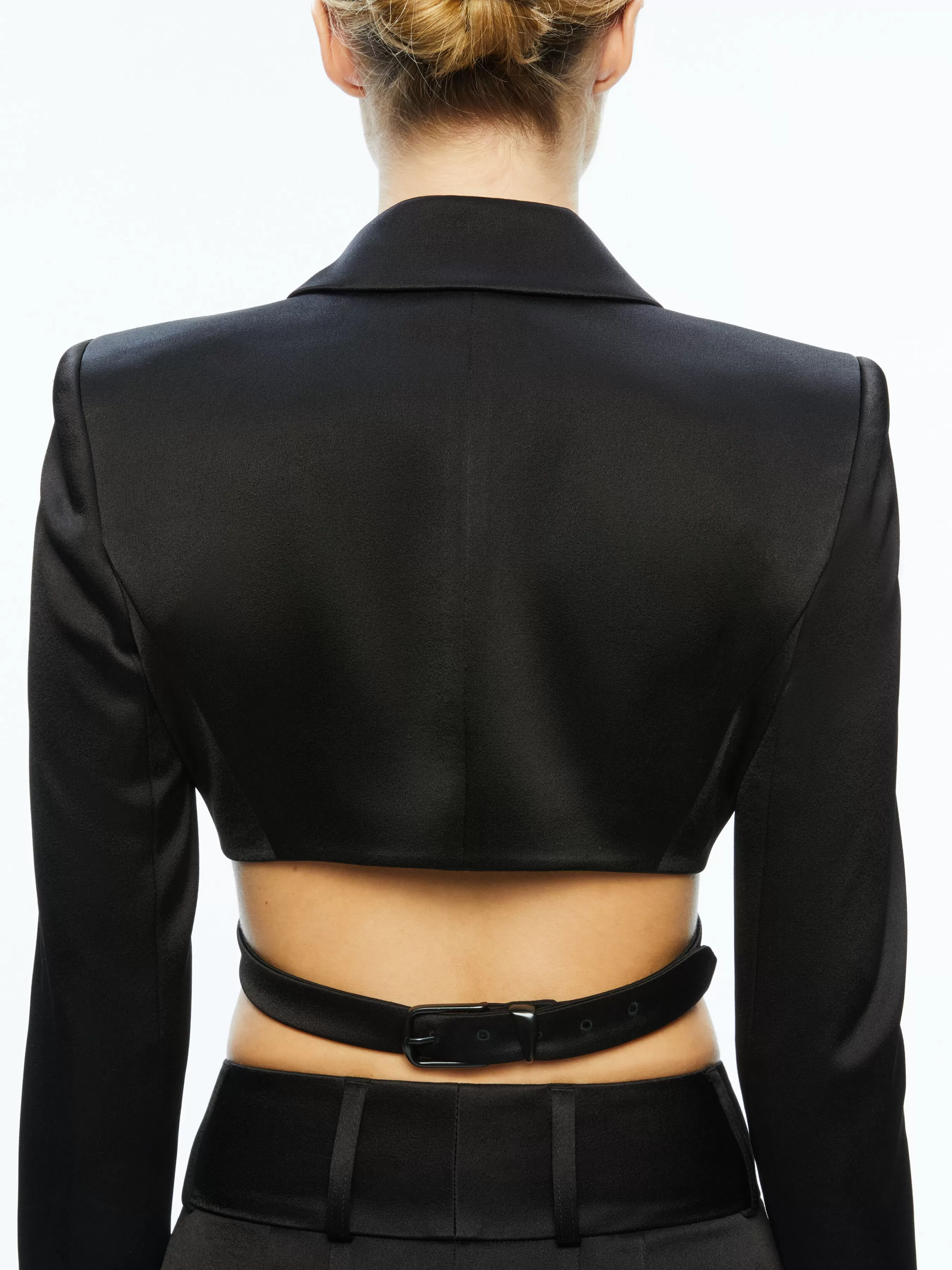 Alice and Olivia LEONE CROPPED WRAP BLAZER + MAME HIGH RISE WIDE LEG PANT