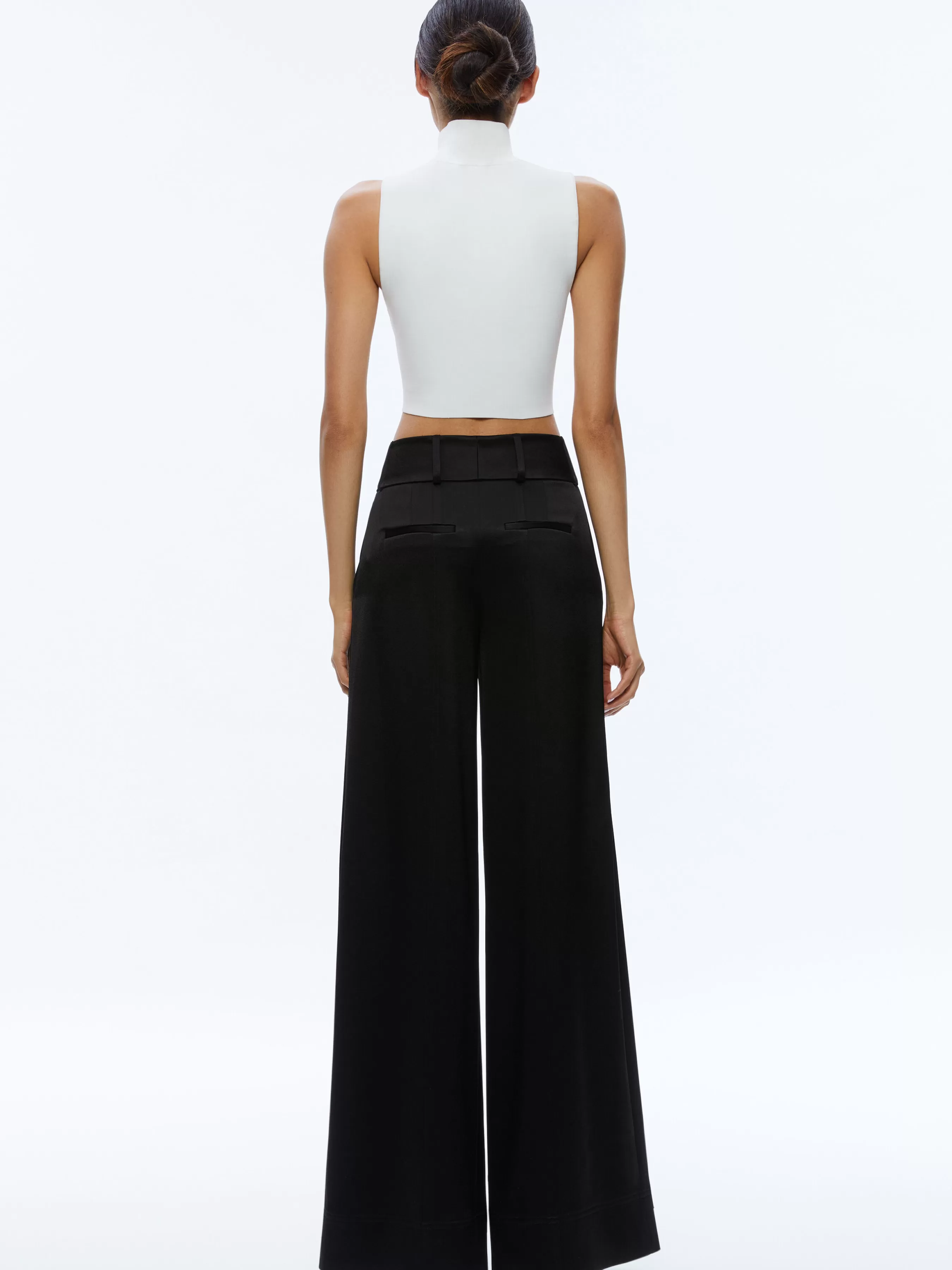 Alice and Olivia LEONE CROPPED WRAP BLAZER + MAME HIGH RISE WIDE LEG PANT