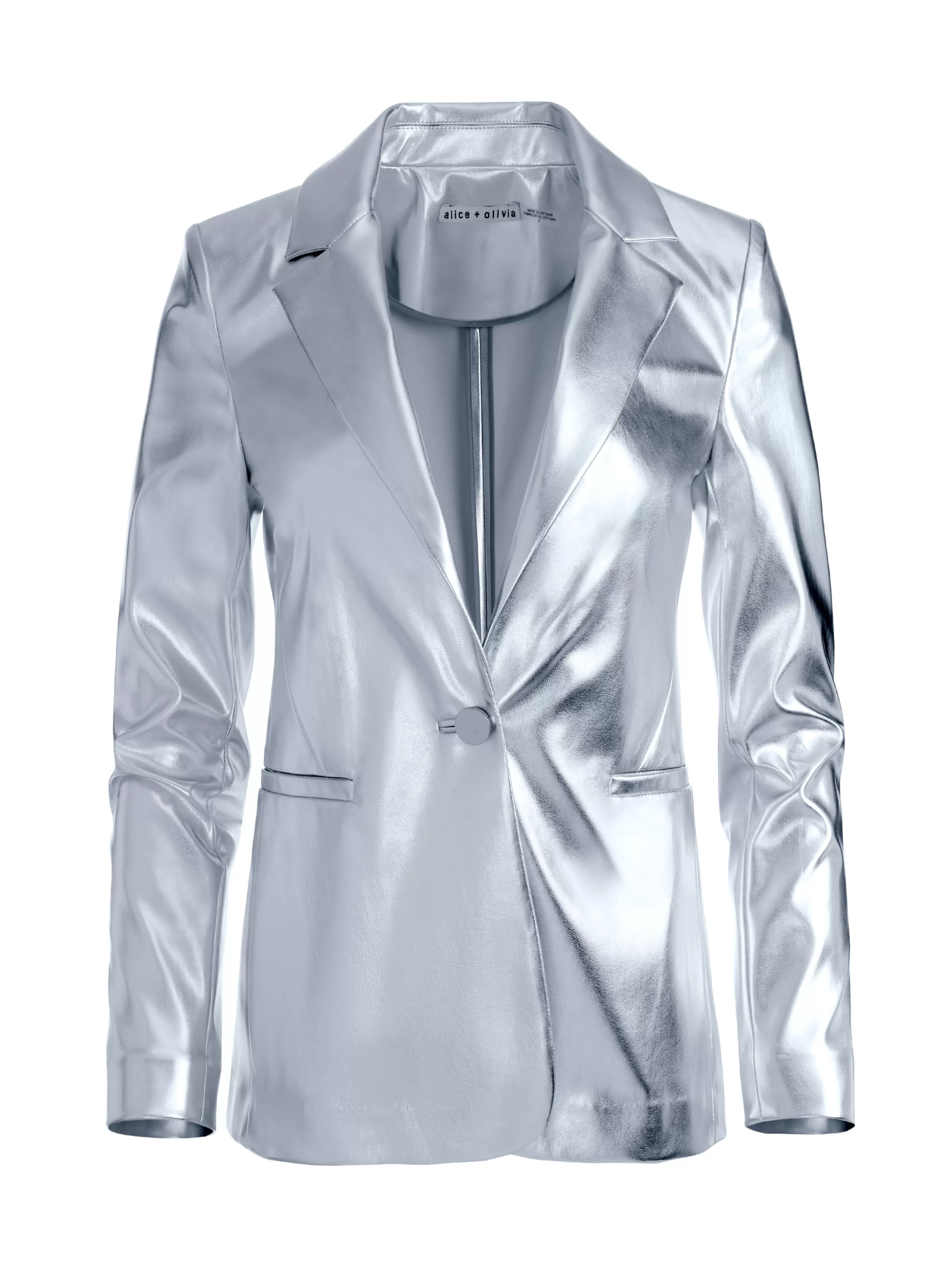 Alice and Olivia MACEY METALLIC VEGAN LEATHER BLAZER + LIVI METALLIC VEGAN LEATHER PANT