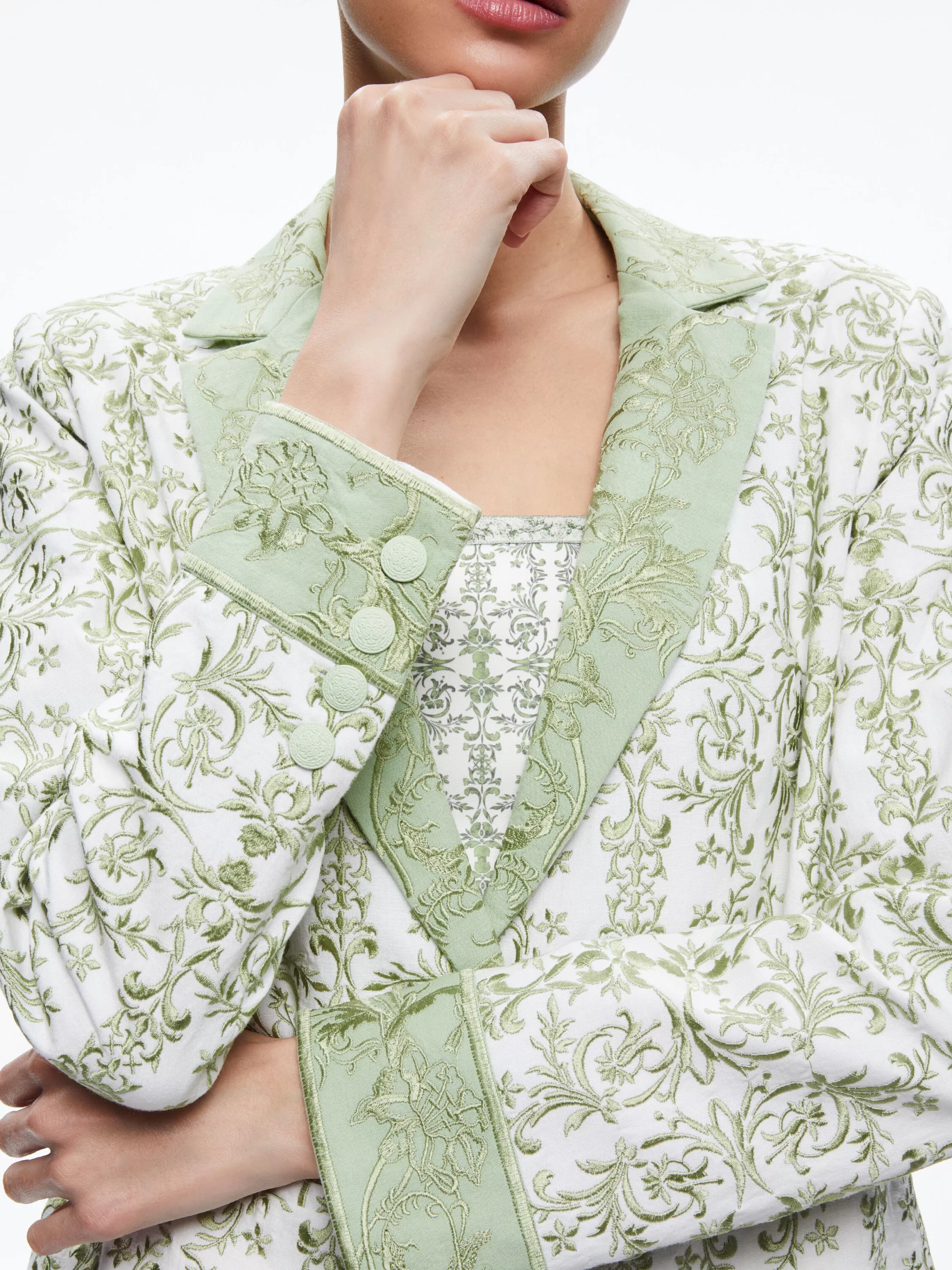 Alice and Olivia MACEY NOTCH COLLAR FITTED BLAZER + DONALD HIGH WAISTED SHORT