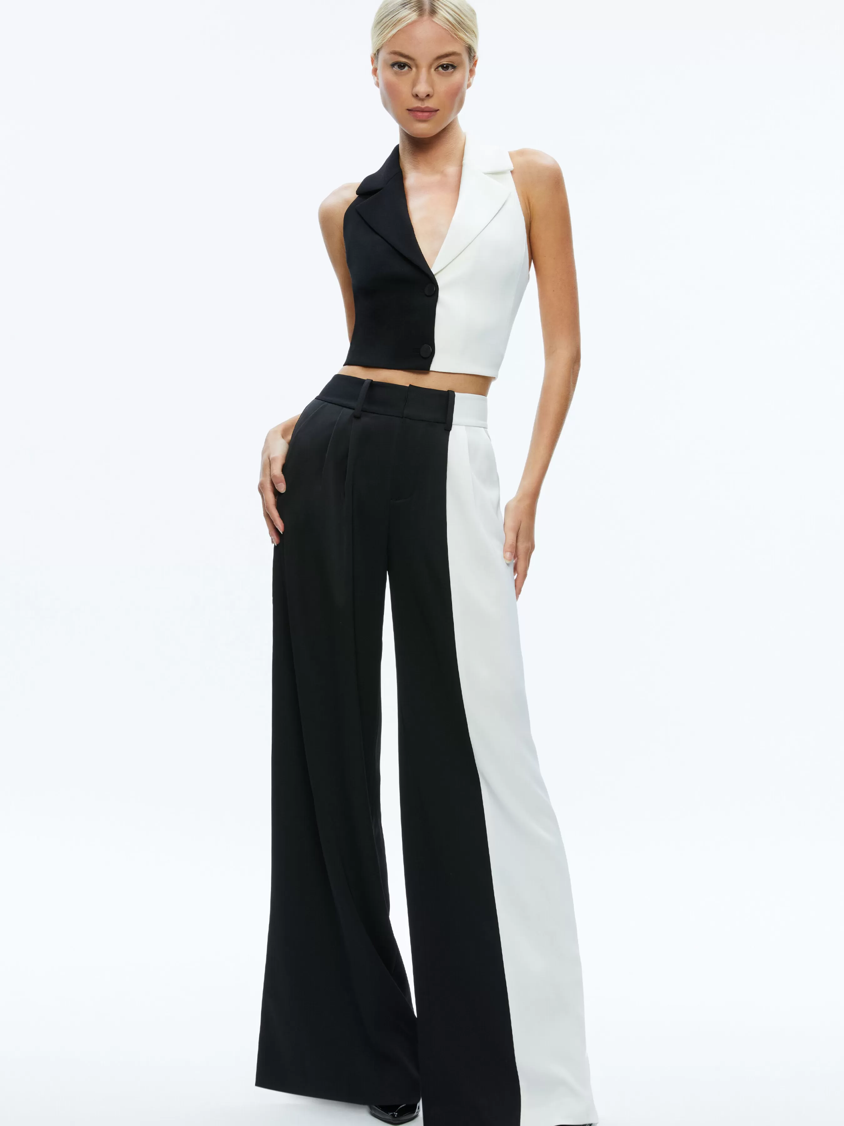 Alice and Olivia MERI COLOR BLOCK BLAZER TOP