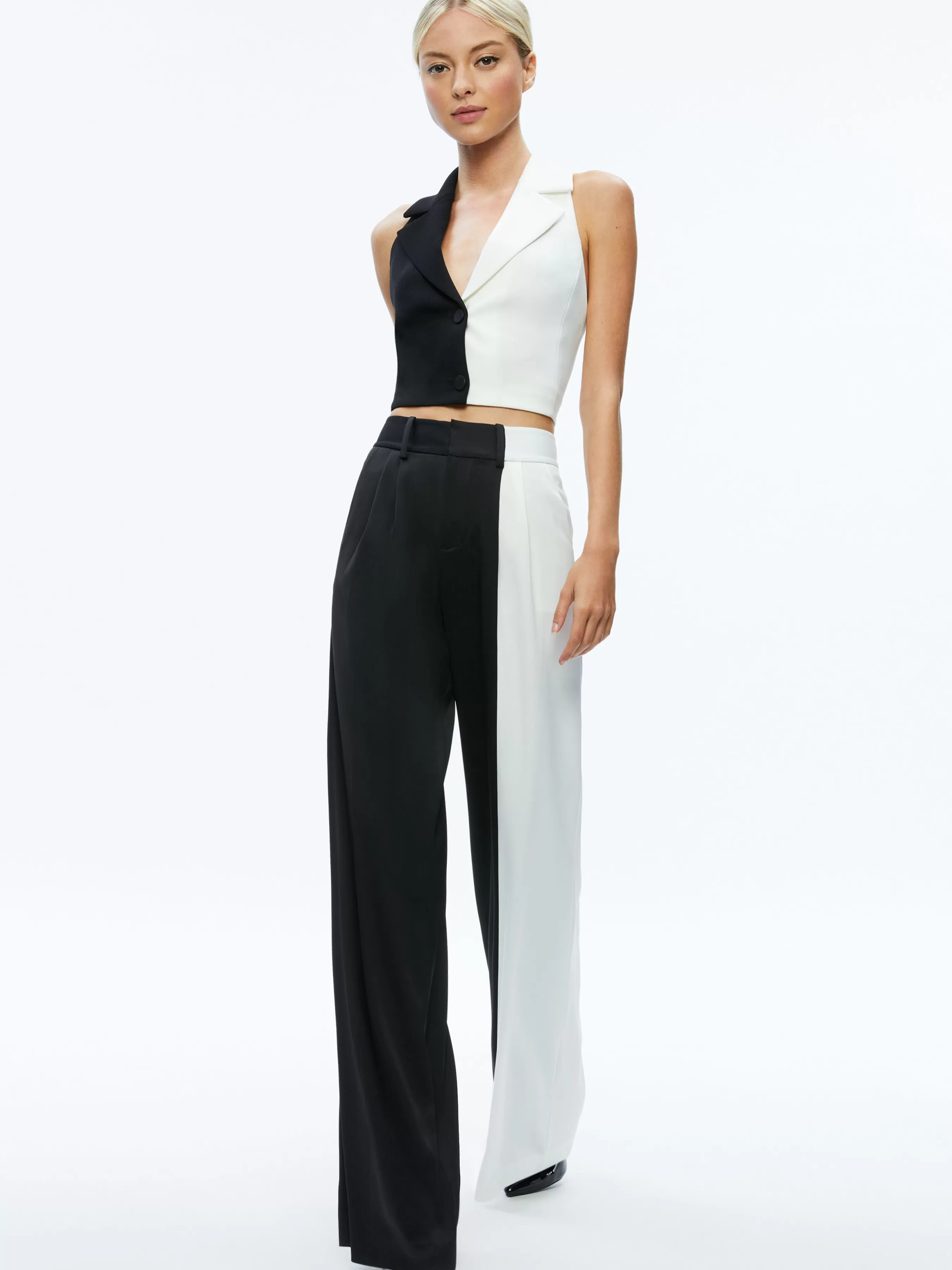 Alice and Olivia MERI COLOR BLOCK BLAZER TOP