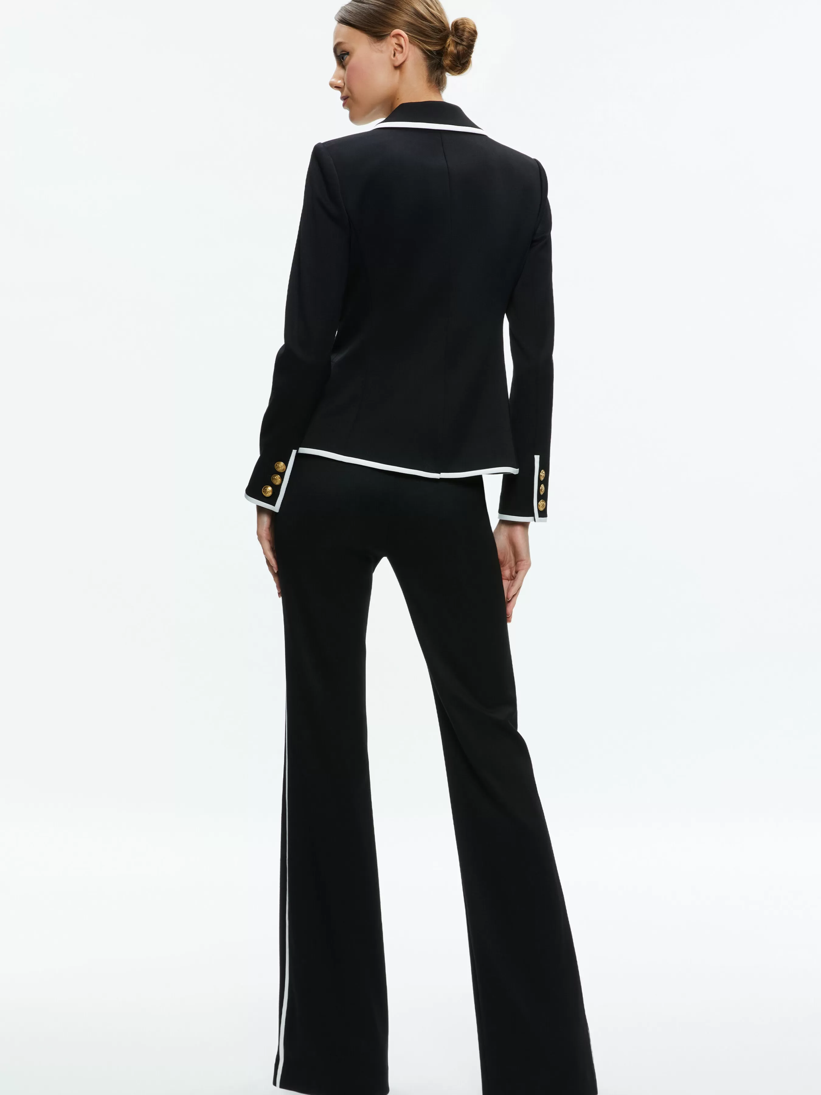 Alice and Olivia MYA CONTRAST PIPING FITTED BLAZER