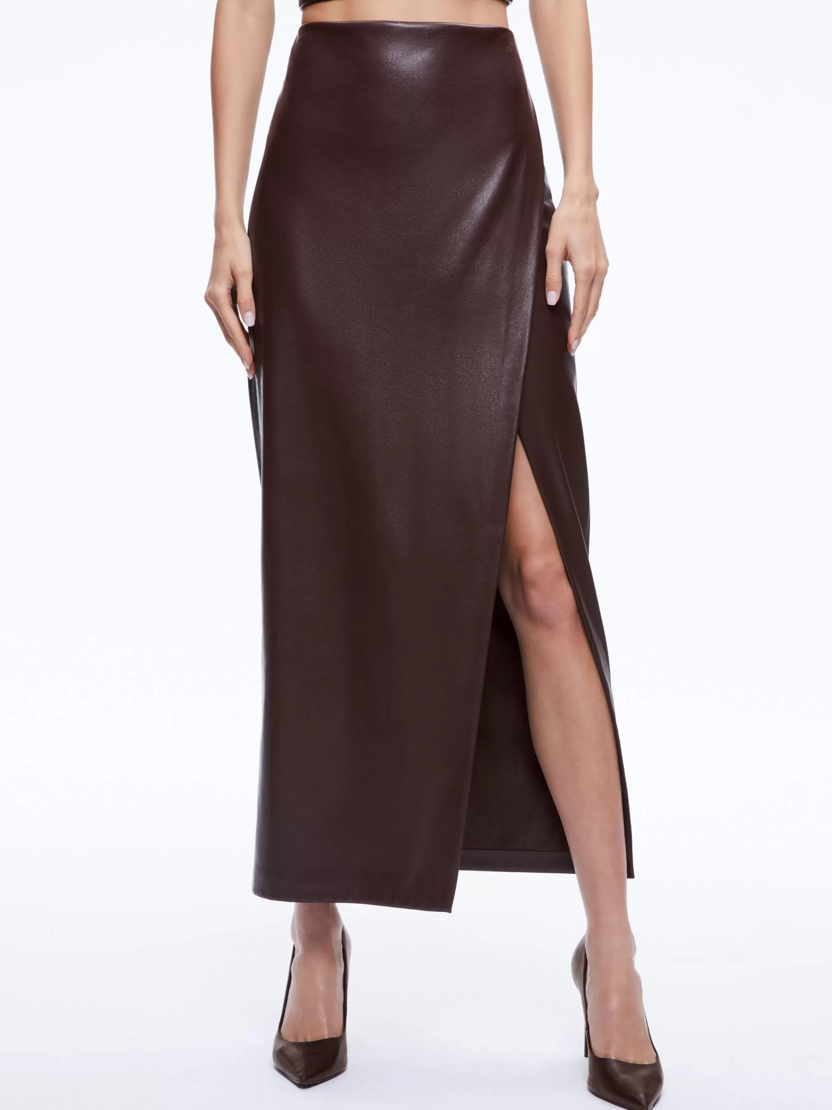 Alice and Olivia PEARLE VEGAN LEATHER BUSTIER TOP + SIOBHAN VEGAN LEATHER MAXI SKIRT